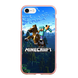 Чехол iPhone 7/8 матовый Minecraft Майнкрафт, цвет: 3D-светло-розовый