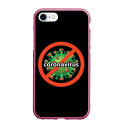 Чехол iPhone 7/8 матовый Стоп коронавирус, цвет: 3D-малиновый
