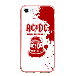 Чехол iPhone 7/8 матовый ACDC Back in Black, цвет: 3D-светло-розовый