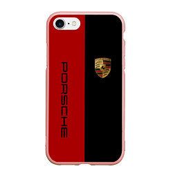 Чехол iPhone 7/8 матовый PORSCHE, цвет: 3D-светло-розовый