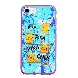 Чехол iPhone 7/8 матовый Pikachu, цвет: 3D-малиновый