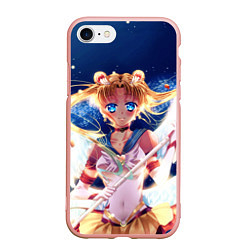 Чехол iPhone 7/8 матовый SAILOR MOON, цвет: 3D-светло-розовый