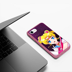 Чехол iPhone 7/8 матовый Sailor Moon, цвет: 3D-малиновый — фото 2