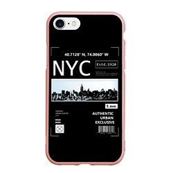 Чехол iPhone 7/8 матовый Off-White: NYC, цвет: 3D-светло-розовый