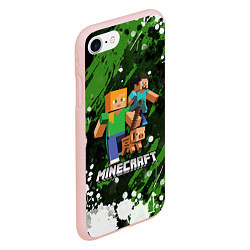 Чехол iPhone 7/8 матовый Minecraft Майнкрафт, цвет: 3D-светло-розовый — фото 2