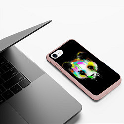 Чехол iPhone 7/8 матовый Панда в краске, цвет: 3D-светло-розовый — фото 2