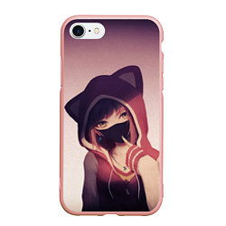 Чехол iPhone 7/8 матовый Аниме, цвет: 3D-светло-розовый