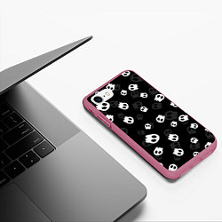 Чехол iPhone 7/8 матовый НЕОНОВЫЕ ЧЕРЕПА, цвет: 3D-малиновый — фото 2