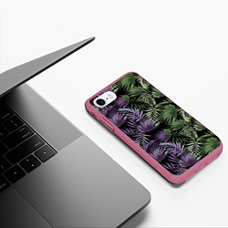 Чехол iPhone 7/8 матовый Пальмы, цвет: 3D-малиновый — фото 2