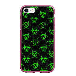 Чехол iPhone 7/8 матовый GREEN BIOHAZARD, цвет: 3D-малиновый