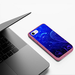 Чехол iPhone 7/8 матовый СИНИЙ КОСМОС, цвет: 3D-малиновый — фото 2