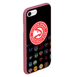 Чехол iPhone 7/8 матовый Atlanta Hawks 1, цвет: 3D-малиновый — фото 2