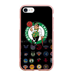 Чехол iPhone 7/8 матовый Boston Celtics 1, цвет: 3D-светло-розовый