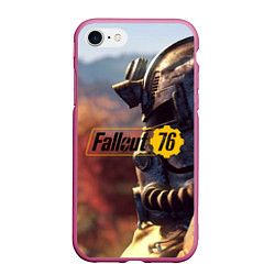 Чехол iPhone 7/8 матовый FALLOUT76, цвет: 3D-малиновый