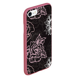 Чехол iPhone 7/8 матовый Цветочный узор, цвет: 3D-малиновый — фото 2