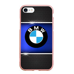 Чехол iPhone 7/8 матовый BMW, цвет: 3D-светло-розовый