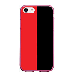 Чехол iPhone 7/8 матовый BLACK RED, цвет: 3D-малиновый