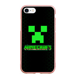 Чехол iPhone 7/8 матовый Minecraft, цвет: 3D-светло-розовый