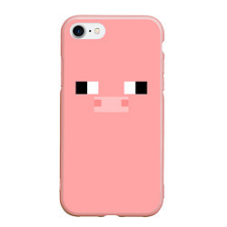 Чехол iPhone 7/8 матовый Minecraft Pig, цвет: 3D-светло-розовый