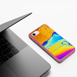 Чехол iPhone 7/8 матовый ABSTRACT WAVES, цвет: 3D-малиновый — фото 2