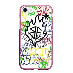 Чехол iPhone 7/8 матовый BILLIE EILISH GRAFFITI, цвет: 3D-малиновый