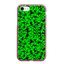 Чехол iPhone 7/8 матовый КАМУФЛЯЖ GREEN, цвет: 3D-малиновый