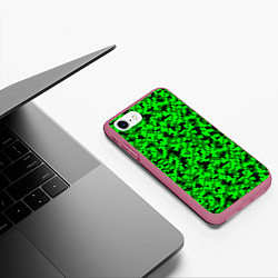 Чехол iPhone 7/8 матовый КАМУФЛЯЖ GREEN, цвет: 3D-малиновый — фото 2