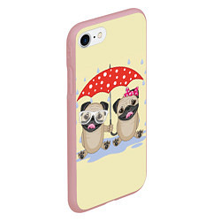 Чехол iPhone 7/8 матовый Влюбленные мопсы, цвет: 3D-баблгам — фото 2