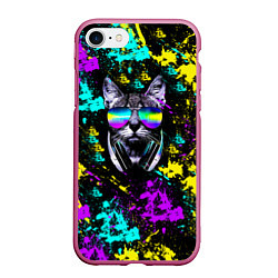 Чехол iPhone 7/8 матовый Кот, цвет: 3D-малиновый