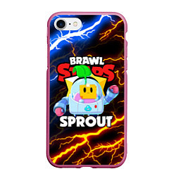 Чехол iPhone 7/8 матовый BRAWL STARS SPROUT, цвет: 3D-малиновый