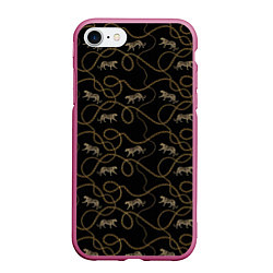 Чехол iPhone 7/8 матовый Versace Леопарды и цепи, цвет: 3D-малиновый