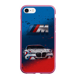 Чехол iPhone 7/8 матовый BMW, цвет: 3D-малиновый