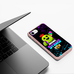 Чехол iPhone 7/8 матовый BRAWL STARS SPIKE, цвет: 3D-светло-розовый — фото 2