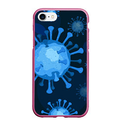Чехол iPhone 7/8 матовый Сorona virus infection, цвет: 3D-малиновый