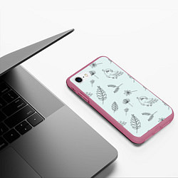 Чехол iPhone 7/8 матовый Милые птички, цвет: 3D-малиновый — фото 2