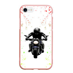 Чехол iPhone 7/8 матовый МОТОЦИКЛЫ, цвет: 3D-светло-розовый