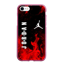 Чехол iPhone 7/8 матовый MICHAEL JORDAN AIR, цвет: 3D-малиновый