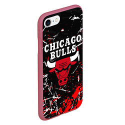 Чехол iPhone 7/8 матовый CHICAGO BULLS, цвет: 3D-малиновый — фото 2