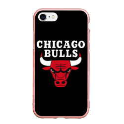 Чехол iPhone 7/8 матовый CHICAGO BULLS, цвет: 3D-светло-розовый