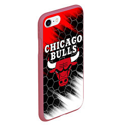 Чехол iPhone 7/8 матовый CHICAGO BULLS, цвет: 3D-малиновый — фото 2