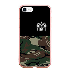Чехол iPhone 7/8 матовый Russia камуфляж, цвет: 3D-светло-розовый