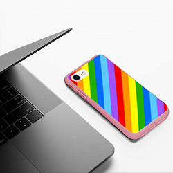 Чехол iPhone 7/8 матовый РАДУЖНЫЕ ЛИНИИ, цвет: 3D-баблгам — фото 2