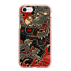 Чехол iPhone 7/8 матовый Dsquared tatoo DRAGON, цвет: 3D-светло-розовый