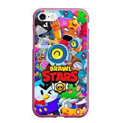 Чехол iPhone 7/8 матовый BRAWL STARS NANI, цвет: 3D-малиновый
