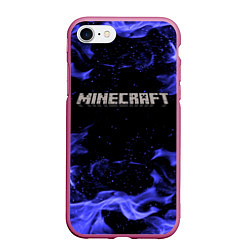 Чехол iPhone 7/8 матовый MINECRAFT, цвет: 3D-малиновый