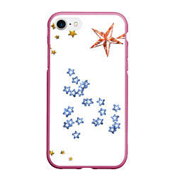 Чехол iPhone 7/8 матовый Звёзды, цвет: 3D-малиновый