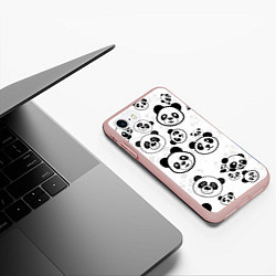 Чехол iPhone 7/8 матовый Панды, цвет: 3D-светло-розовый — фото 2