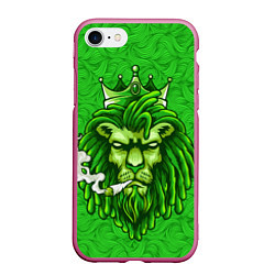 Чехол iPhone 7/8 матовый Лев с короной, цвет: 3D-малиновый