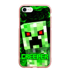 Чехол iPhone 7/8 матовый MINECRAFT CREEPER, цвет: 3D-светло-розовый