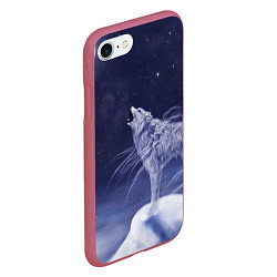 Чехол iPhone 7/8 матовый WOLF WHITE D, цвет: 3D-малиновый — фото 2